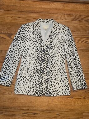Vintage Cache Women's Black and White Animal Print Blazer Medium